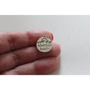 Sterling Silver Message Pendant - Adventure Awaits Charm, Adventure Awaits Charm